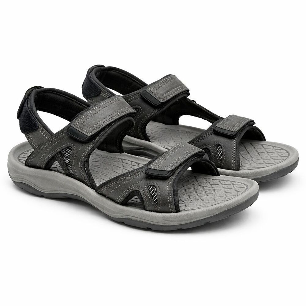 Eddie Bauer Men's Hank Sport River Sandals Size 10 Leather Grey Hike Comfort